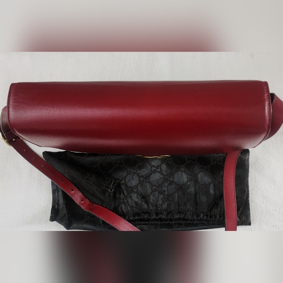 Authentic Gucci GG Marmont Red Leather Shoulder Bag Gold Hardware Gucci Handbag - Picture 12 of 14